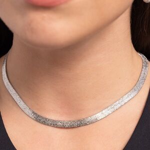 Silver Herringbone Necklace